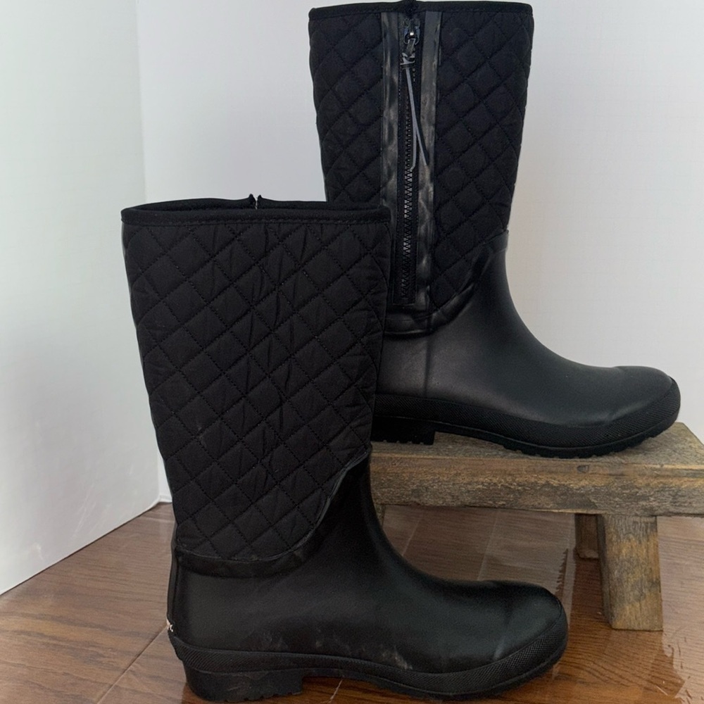 Sperry Black Quilted Mid-Calf Rain Boots